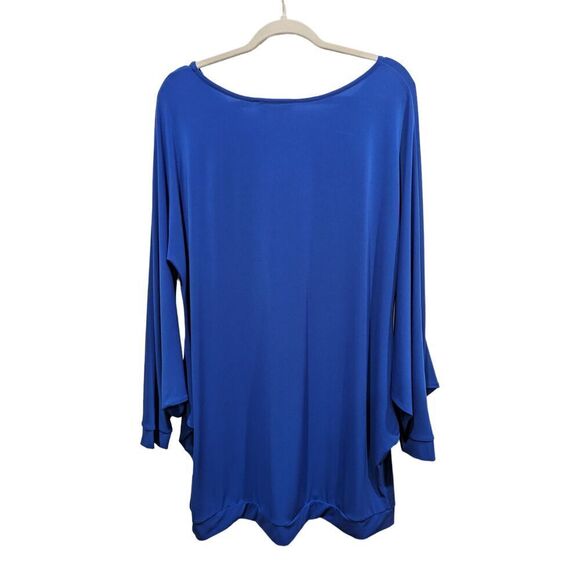 Joseph Ribkoff Blue Jersey Knit Batwing Cutout Sleeves Mini Tunic Dress 14 - Picture 6 of 7